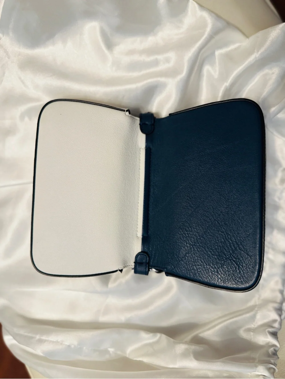 Blue Floral Embellished Leather Crossbody Bag - Unbranded
